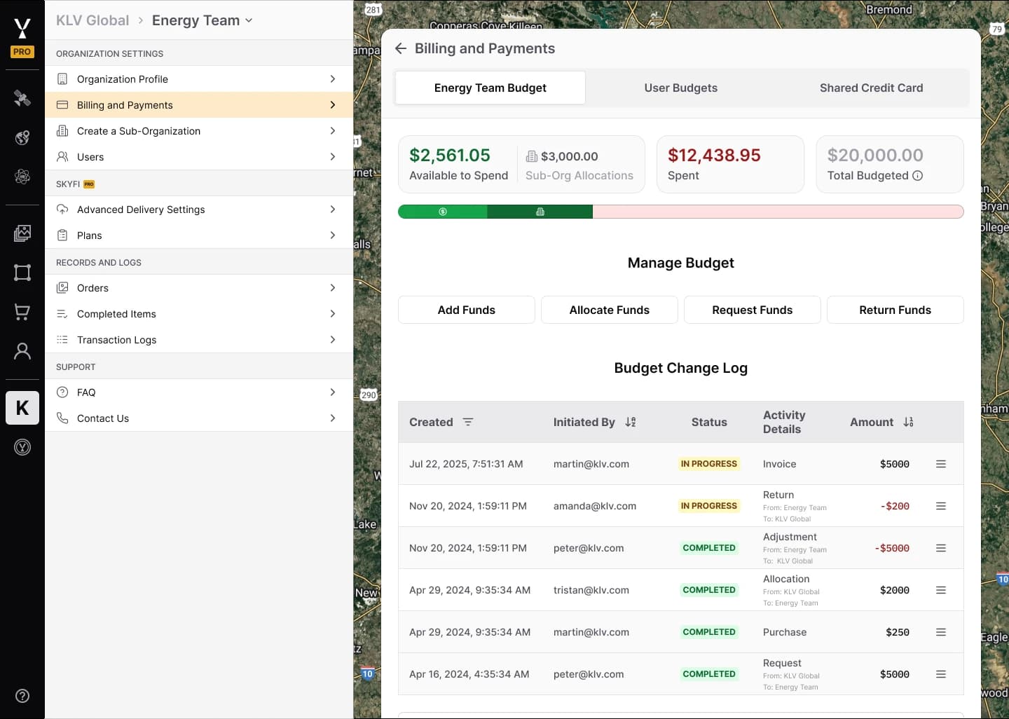 SkyFi Pro for Enterprise Teams: Budgets