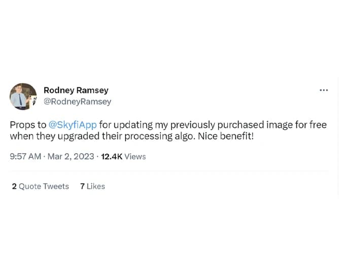 Existing SkyFi Customer Tweet