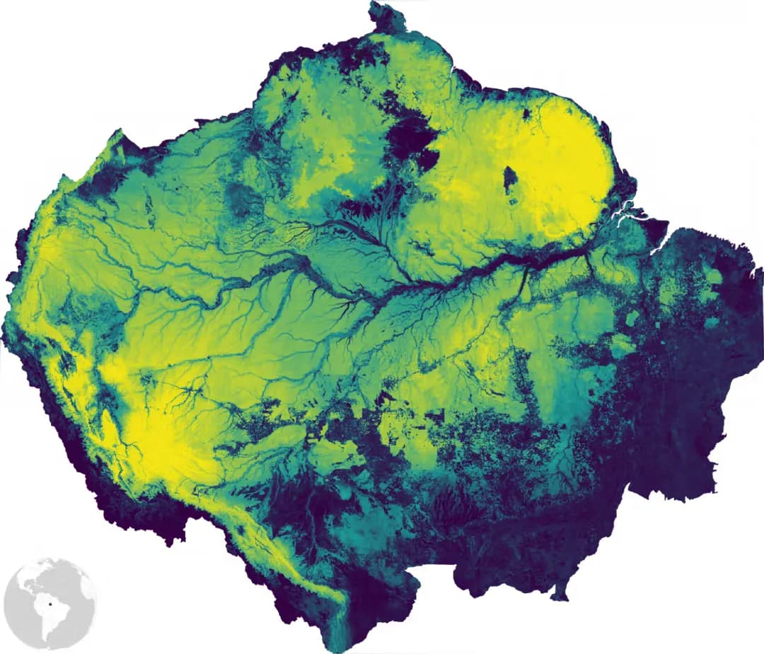 Image of the above ground carbon density in the Amazon.