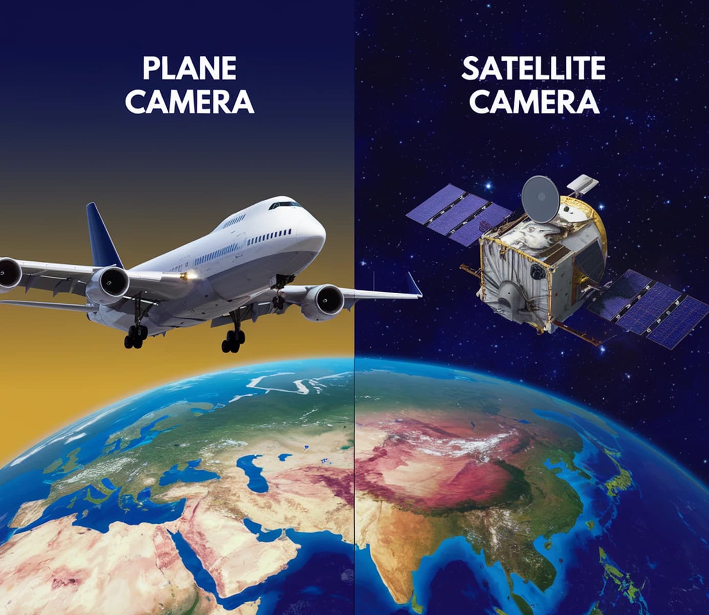 satellite versus plane