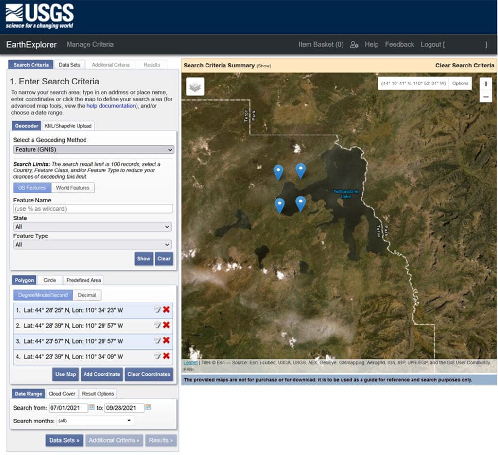 USGS Earth Explorer. Source: USGS