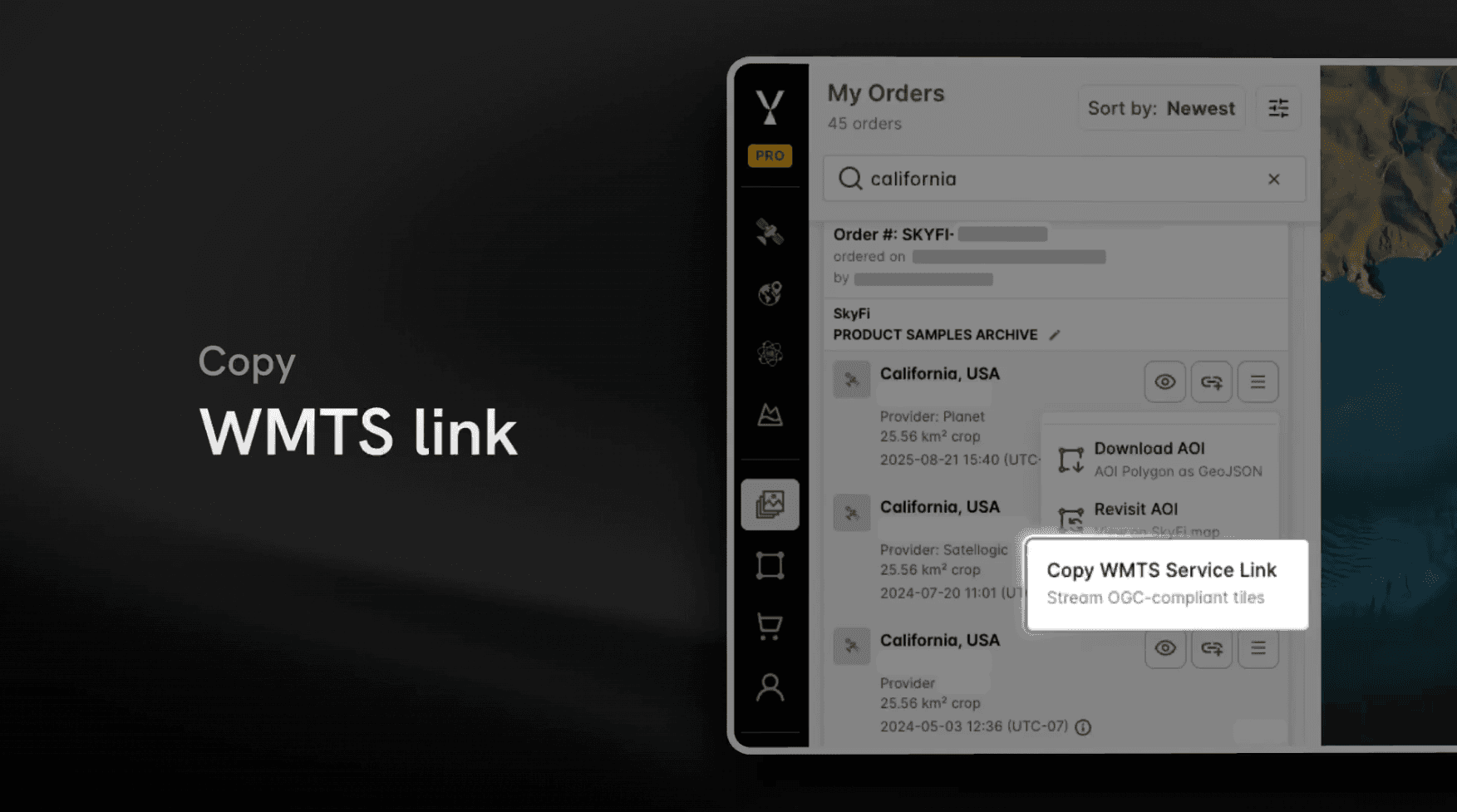 WMTS Streaming on SkyFi