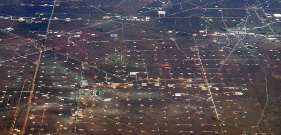 Satellite image of fracking zone in the US