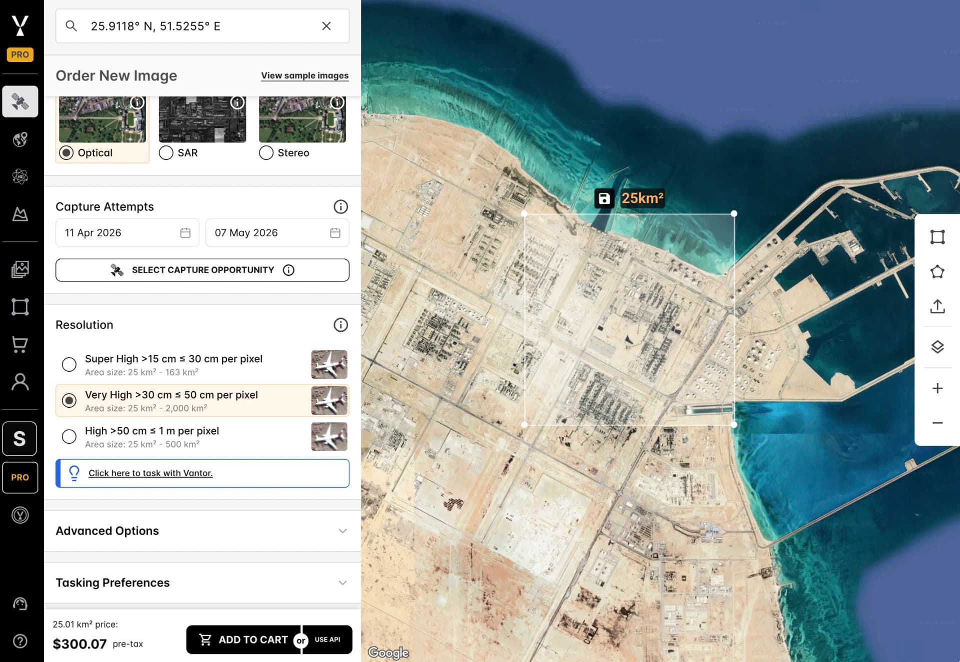 Tasking a Satellite on SkyFi