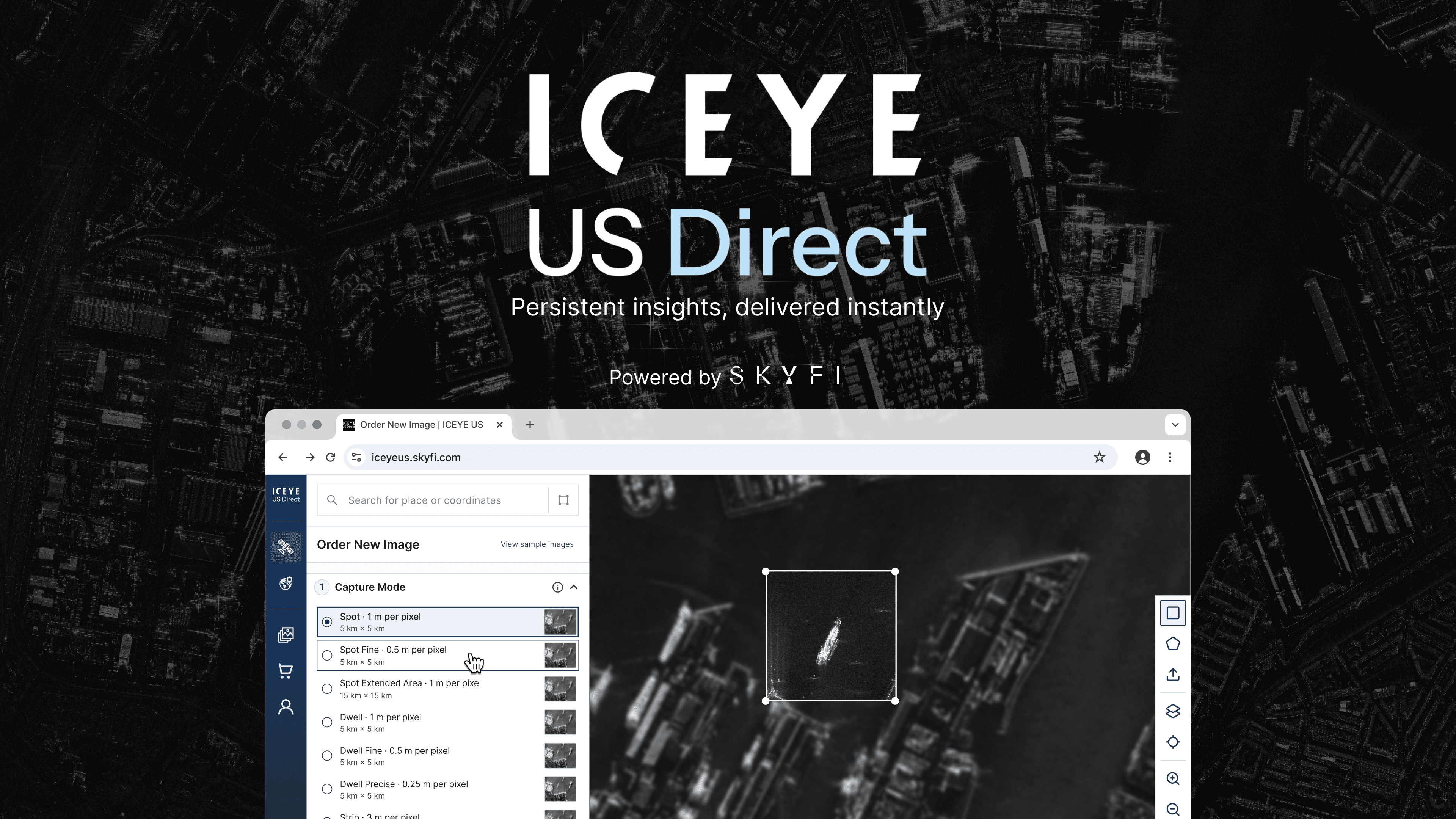 ICEYE US Direct is Now Live: On-Demand SAR Tasking Platform Built by SkyFi